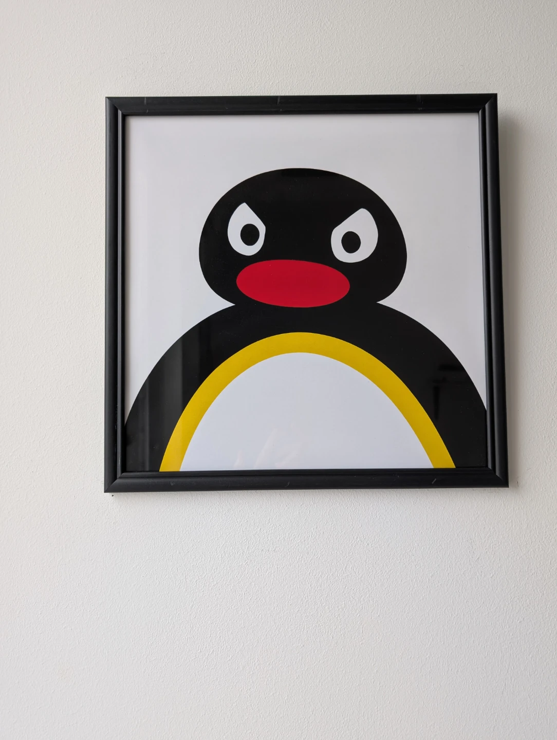 Framed Pingu print in black frame 31x31cm intense stare - photo 3