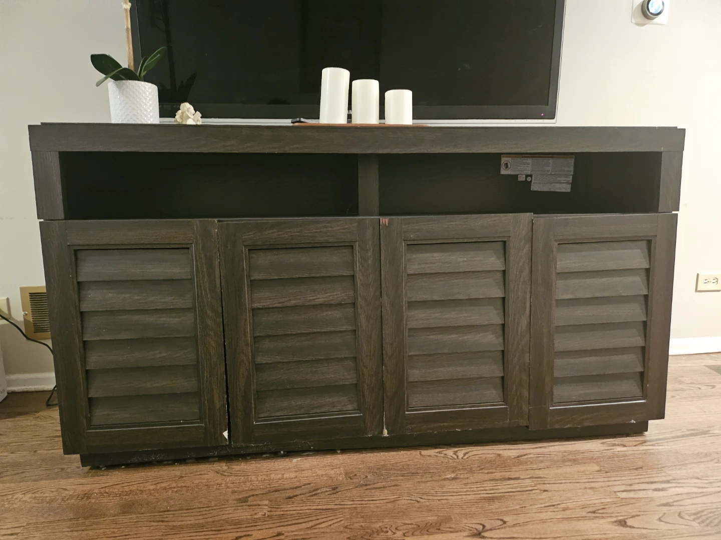 Dark Wood TV Stand with Cabinets