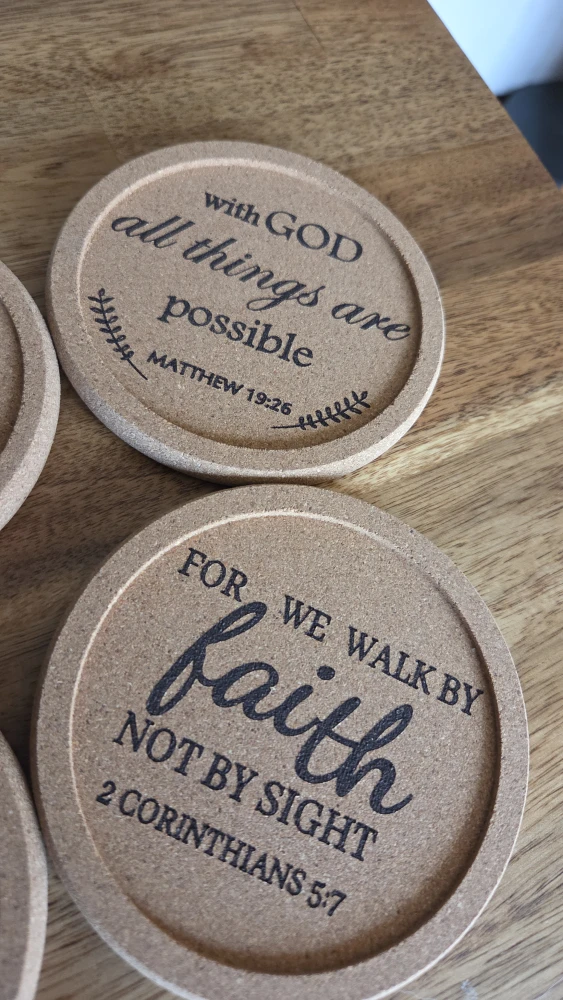 Christian Bible Verse Cork Coasters (New Set of 4) - photo 2