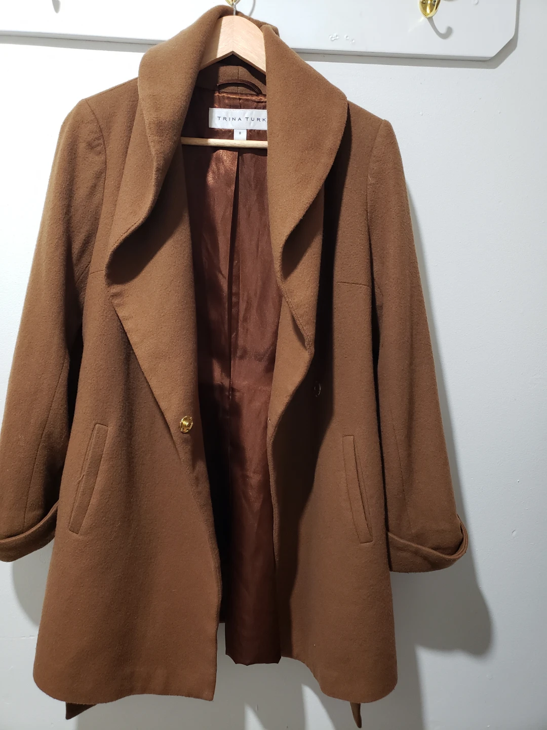 Brown Wool Coat with Belt - photo 2