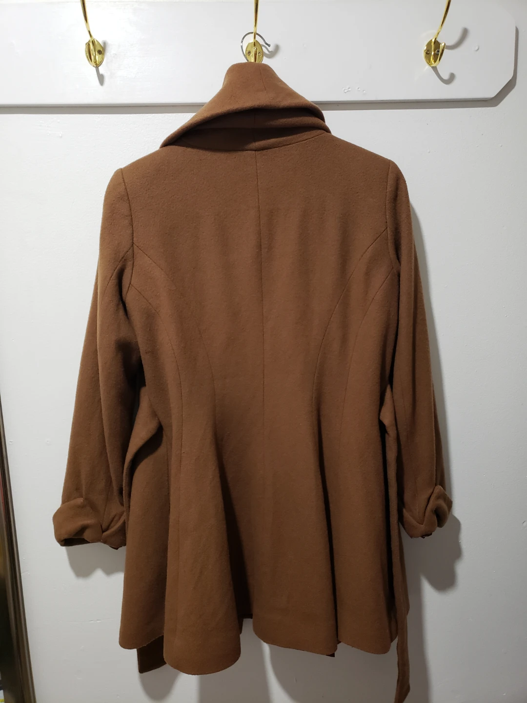 Brown Wool Coat with Belt - photo 4