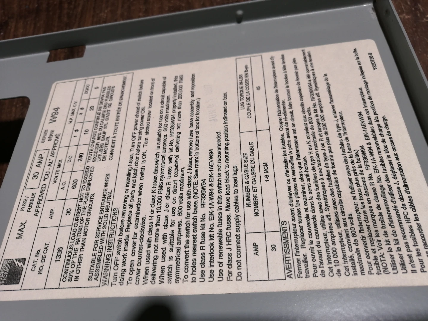 Federal Pioneer 30A Safety Switch - photo 4