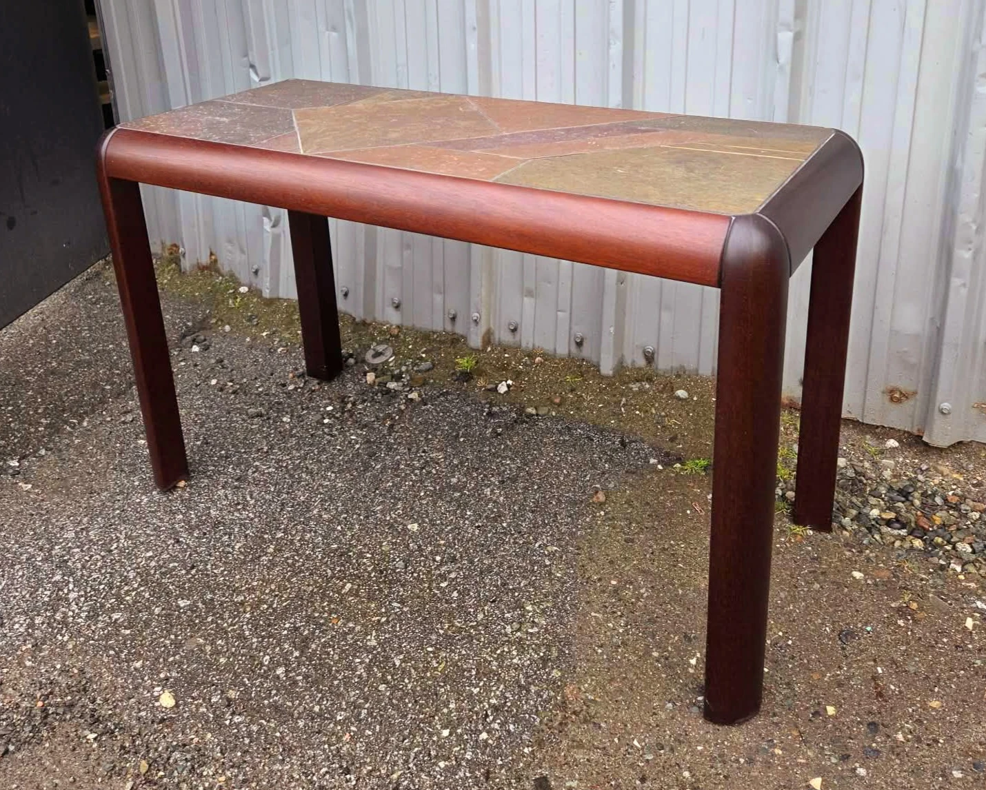 Danish Rosewood Console Table With Slate Tile Top - photo 2