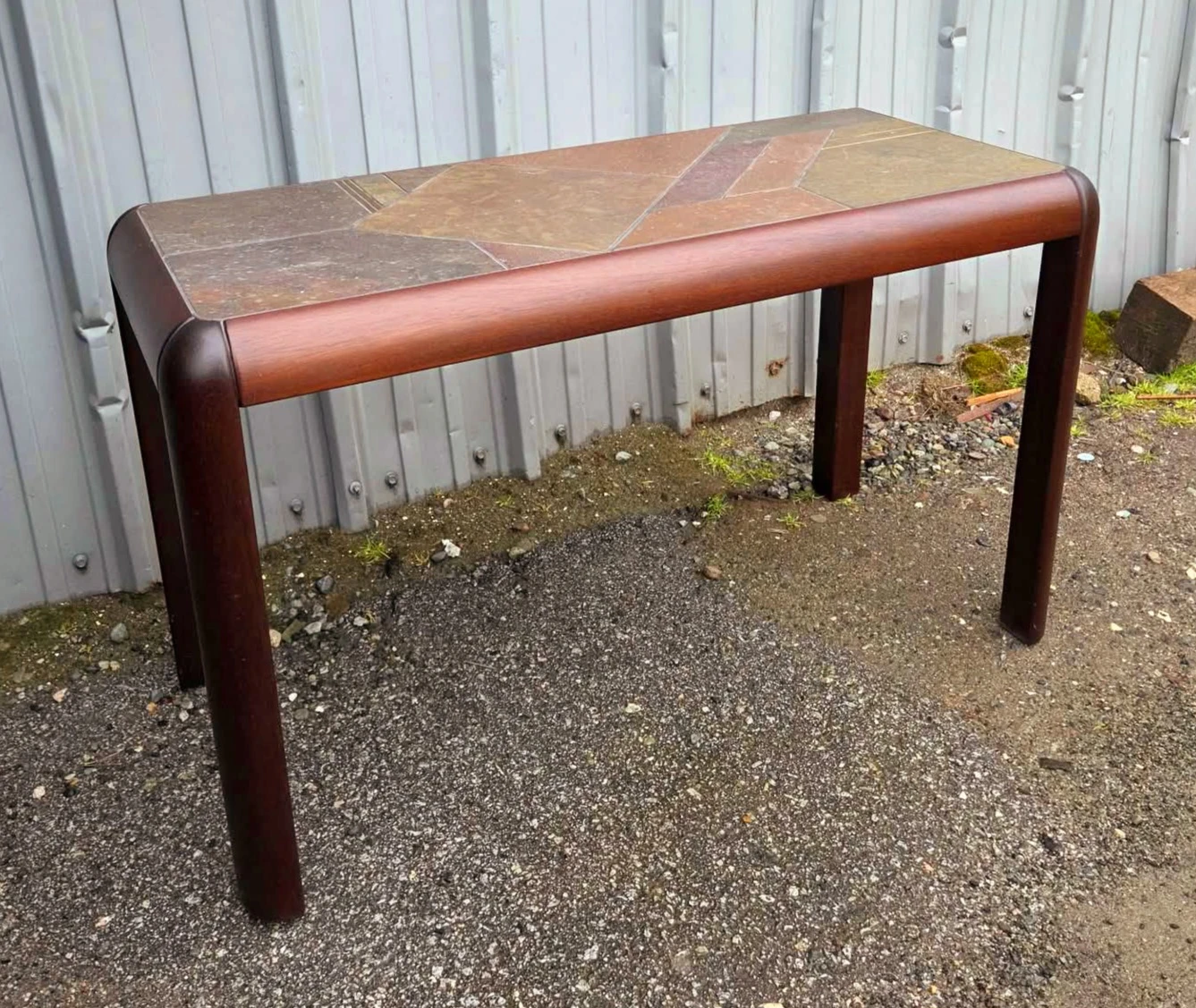 Danish Rosewood Console Table With Slate Tile Top - photo 3