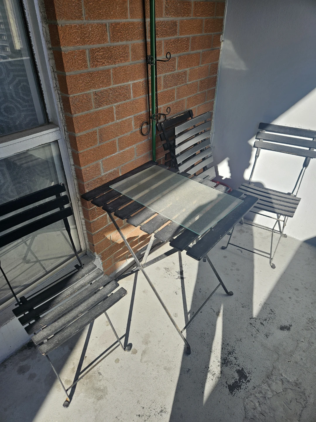 Outdoor Folding Bistro Set with Glass Top Table - photo 2