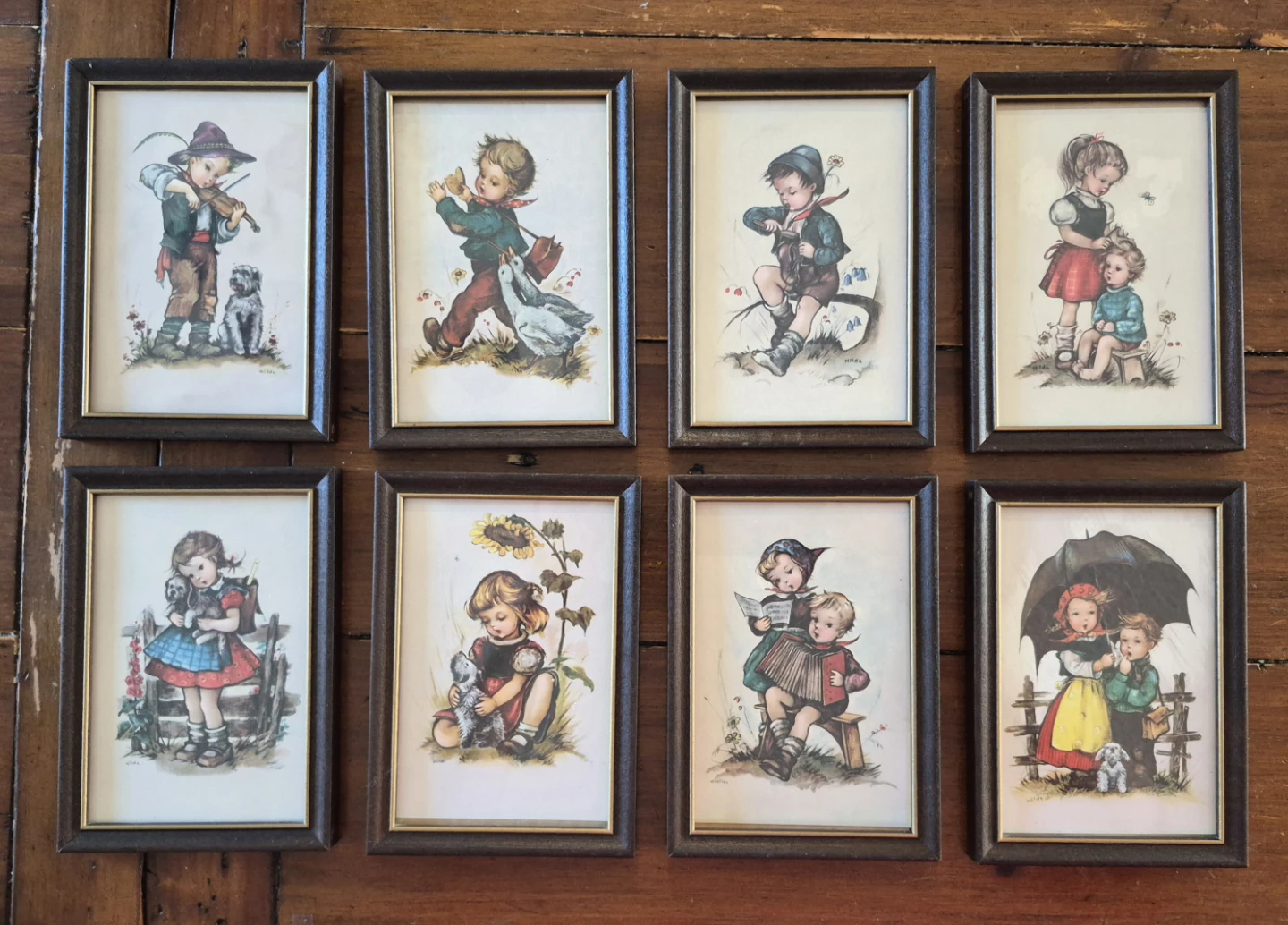 Set of 8 Framed Vintage Children's Art Prints