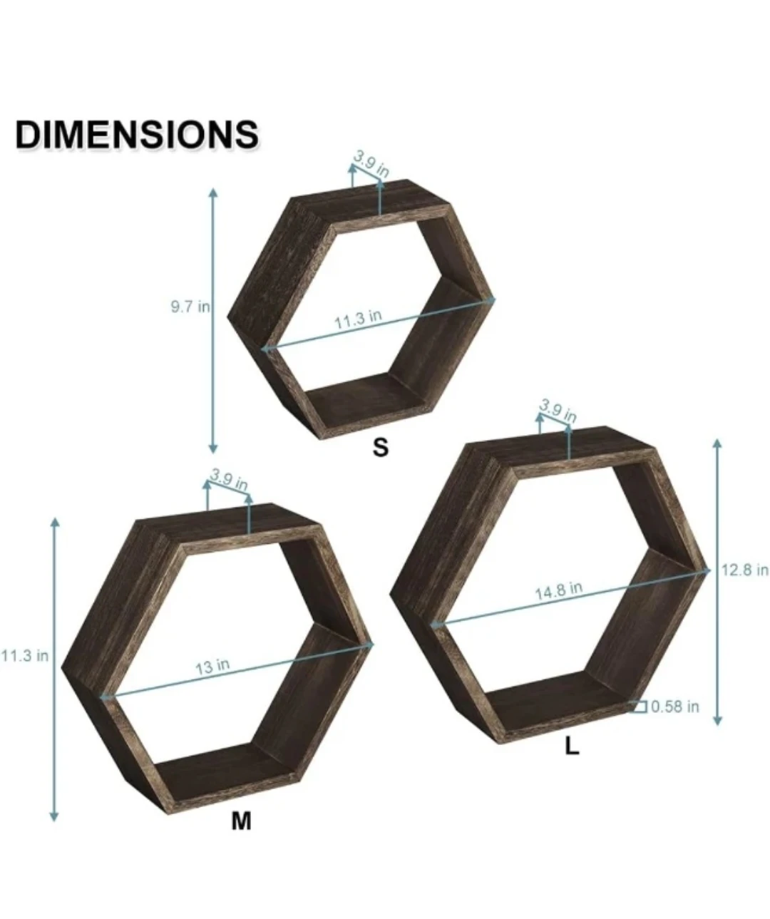 Set of 3 Hexagon Wall Shelves - photo 5