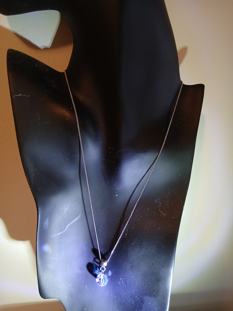 Silver Chain Necklace with Clear Crystal Pendant - photo 2