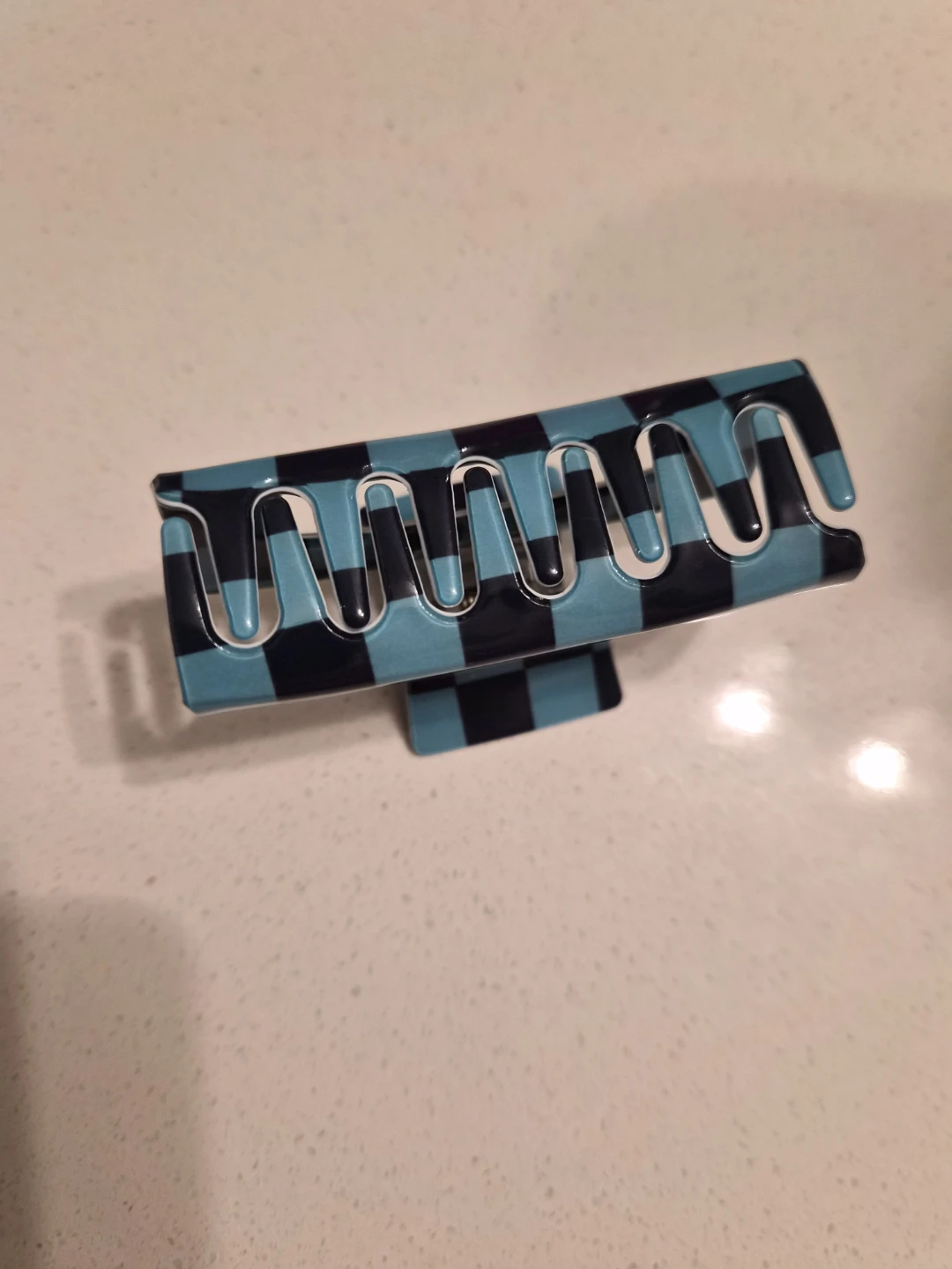 Free People Checkerboard Claw Hair Clip - Blue and Black - photo 2