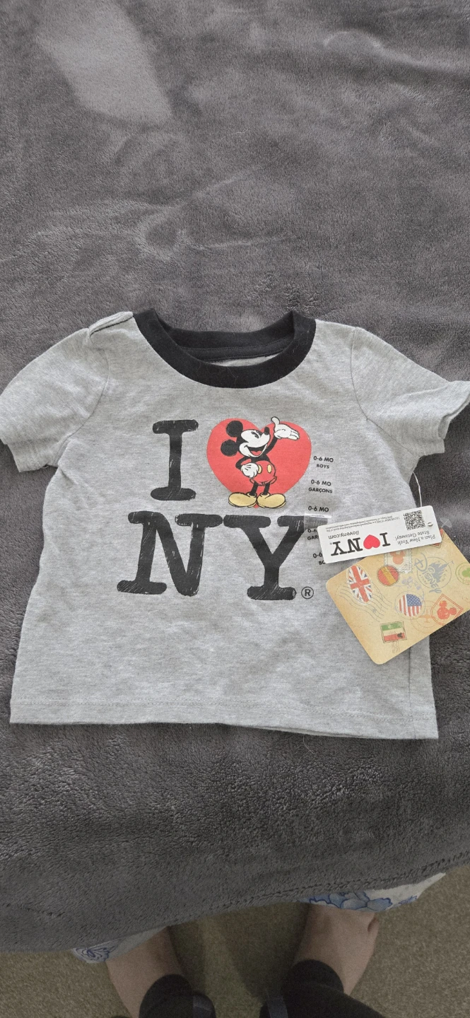 New! Disney I Love NY Mickey Mouse Baby T-Shirt 0-6 Months
