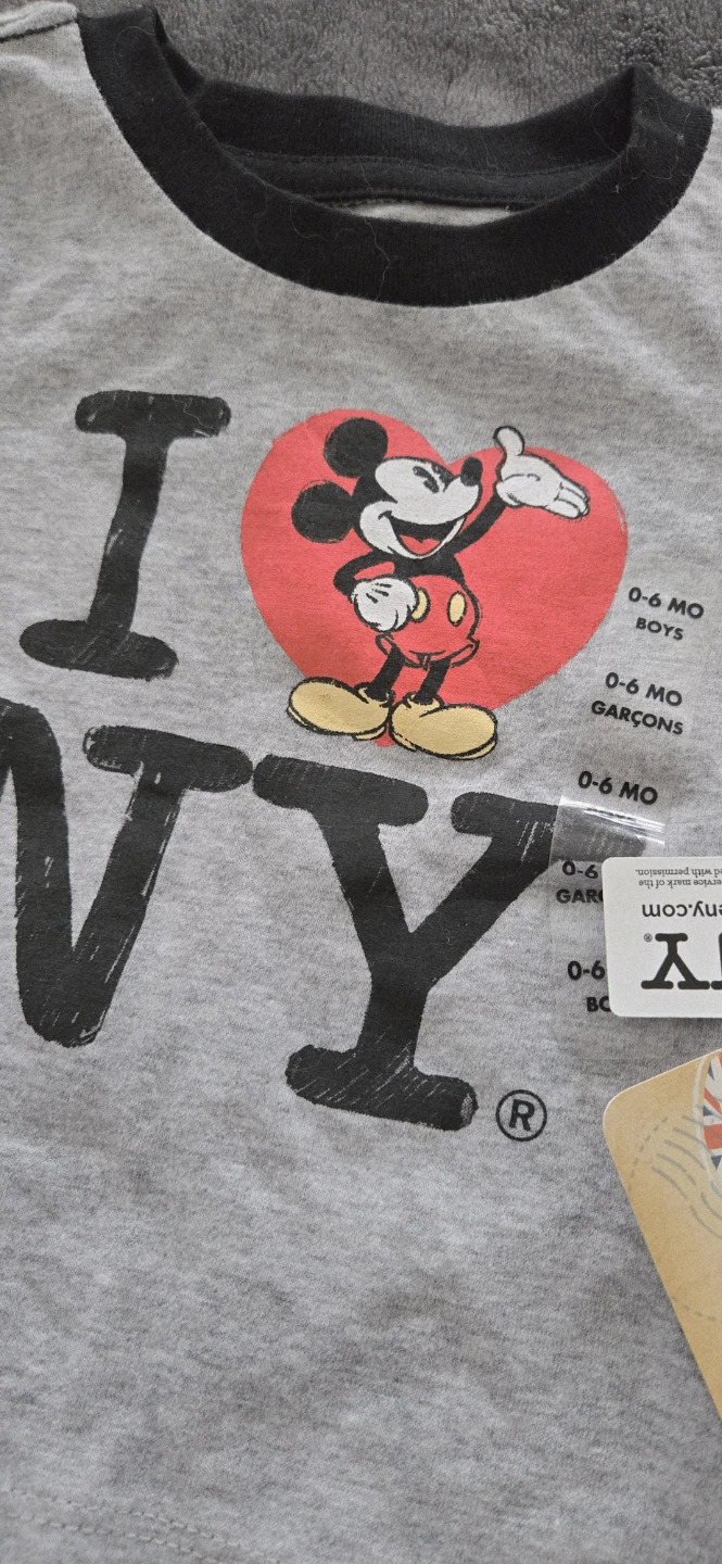 New! Disney I Love NY Mickey Mouse Baby T-Shirt 0-6 Months - photo 2