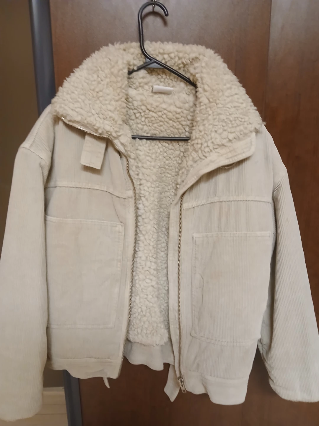 Cream Corduroy Sherpa Lined Jacket