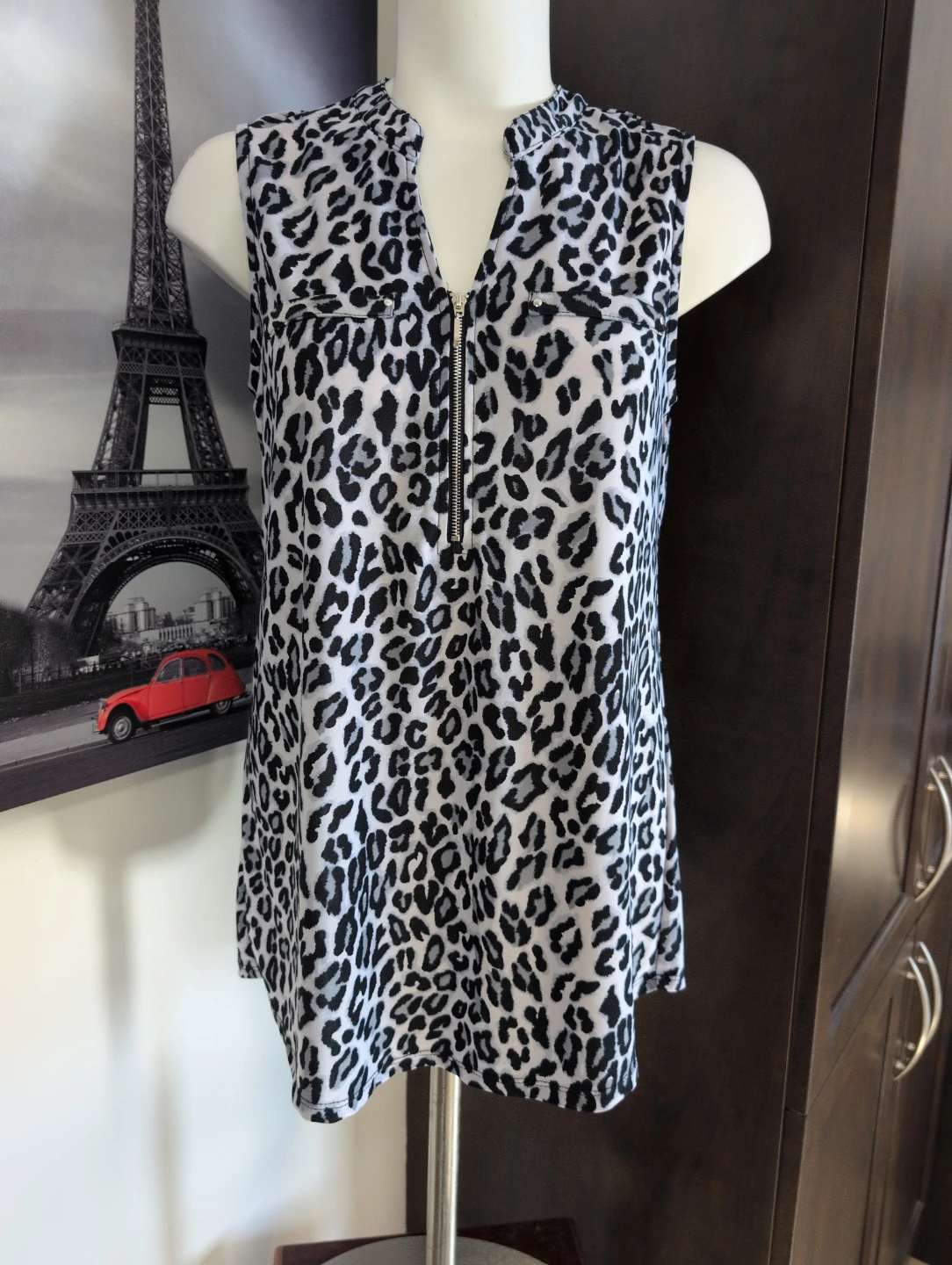 Lily Morgan Sleeveless Leopard Print Blouse S/P