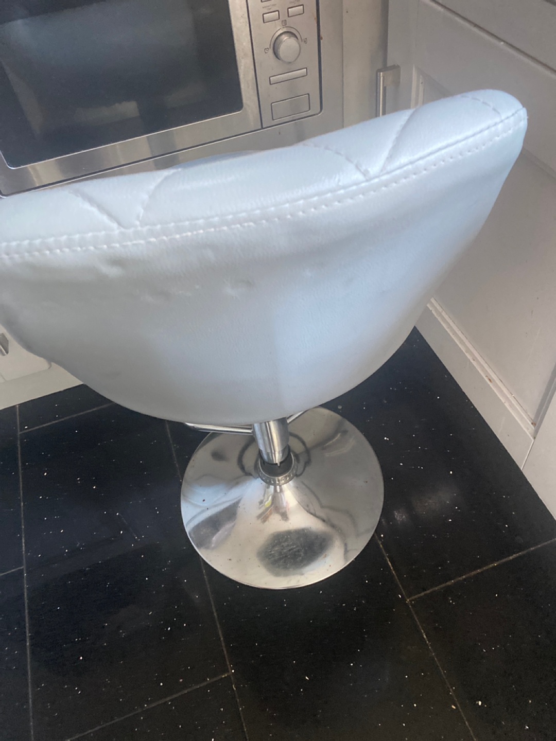 White Faux Leather Adjustable Bar Stool - photo 5