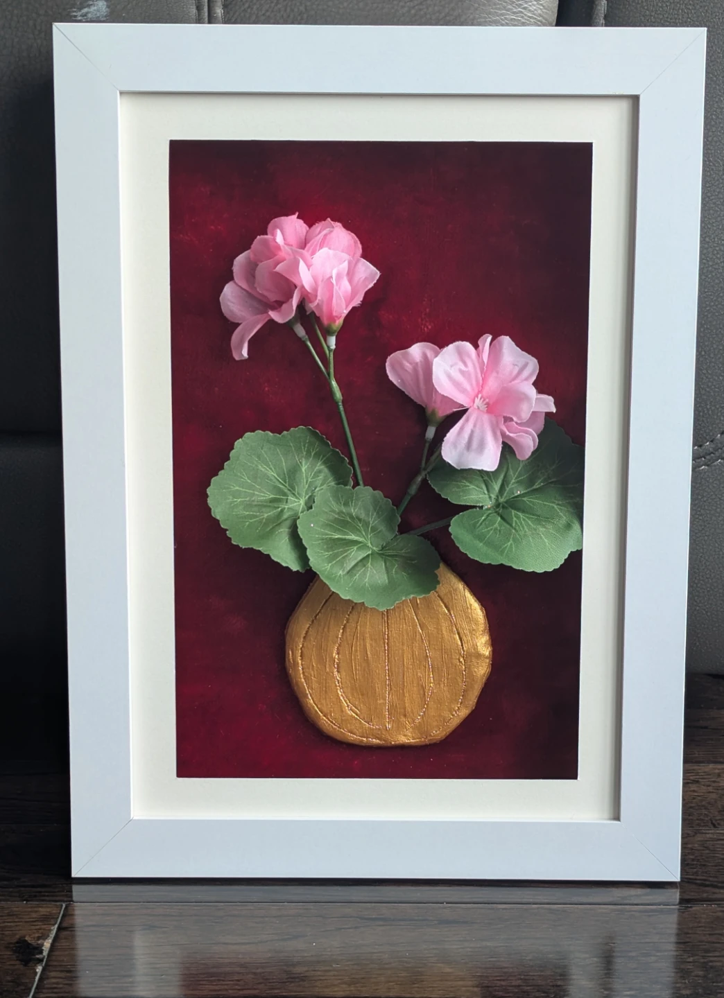 Framed Pink Flower Arrangement Wall Art