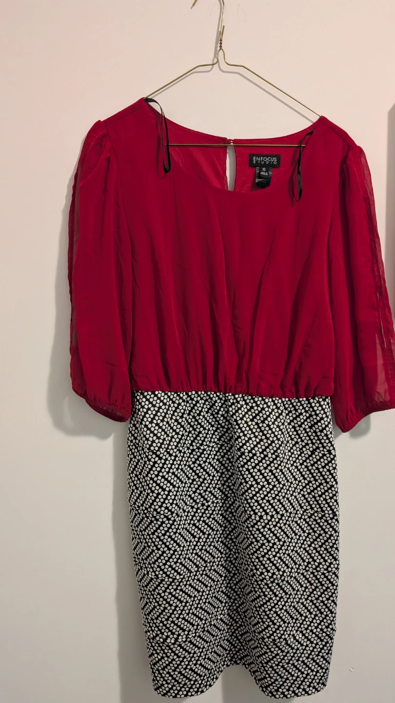 Enfocus Studio Red & Black Pattern Dress - Size 10