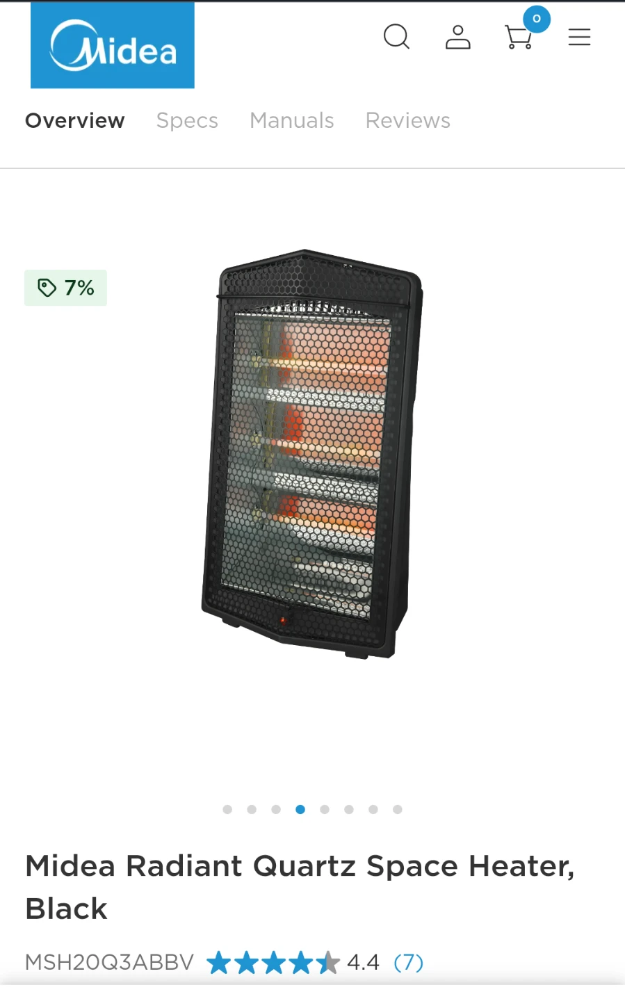 Midea Radiant Quartz Space Heater, Black