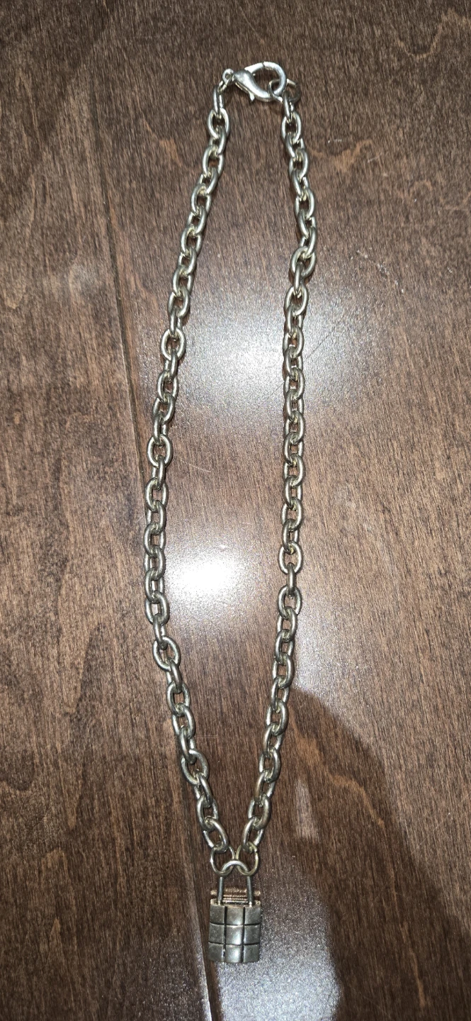 Silver coloured padlock charm necklace