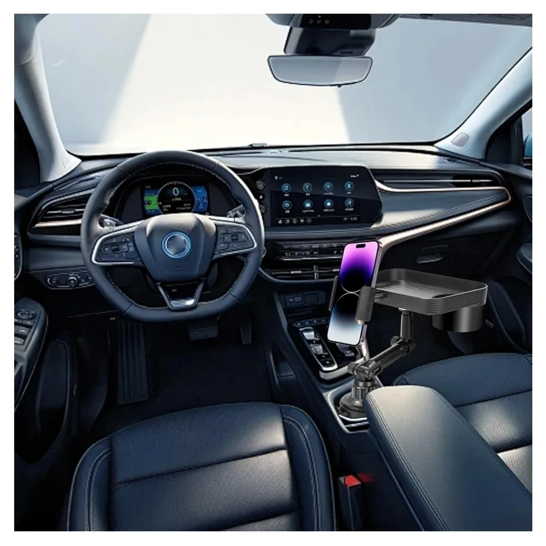 3-in-1 Detachable Car Cup Holder Tray with Phone Stand - photo 4
