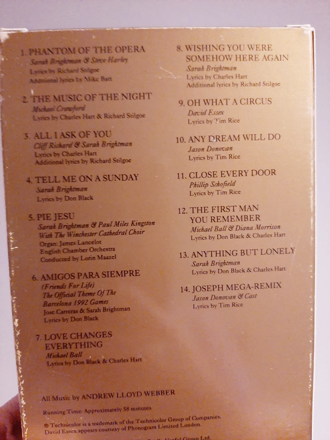 FREE Andrew Lloyd Webber The Premiere Collection Encore VHS - photo 2