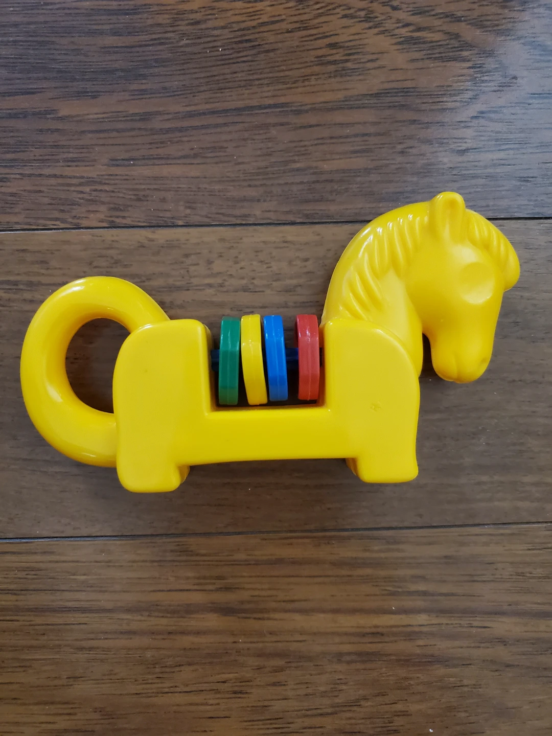 Yellow Horse Rattle Toy with Rings