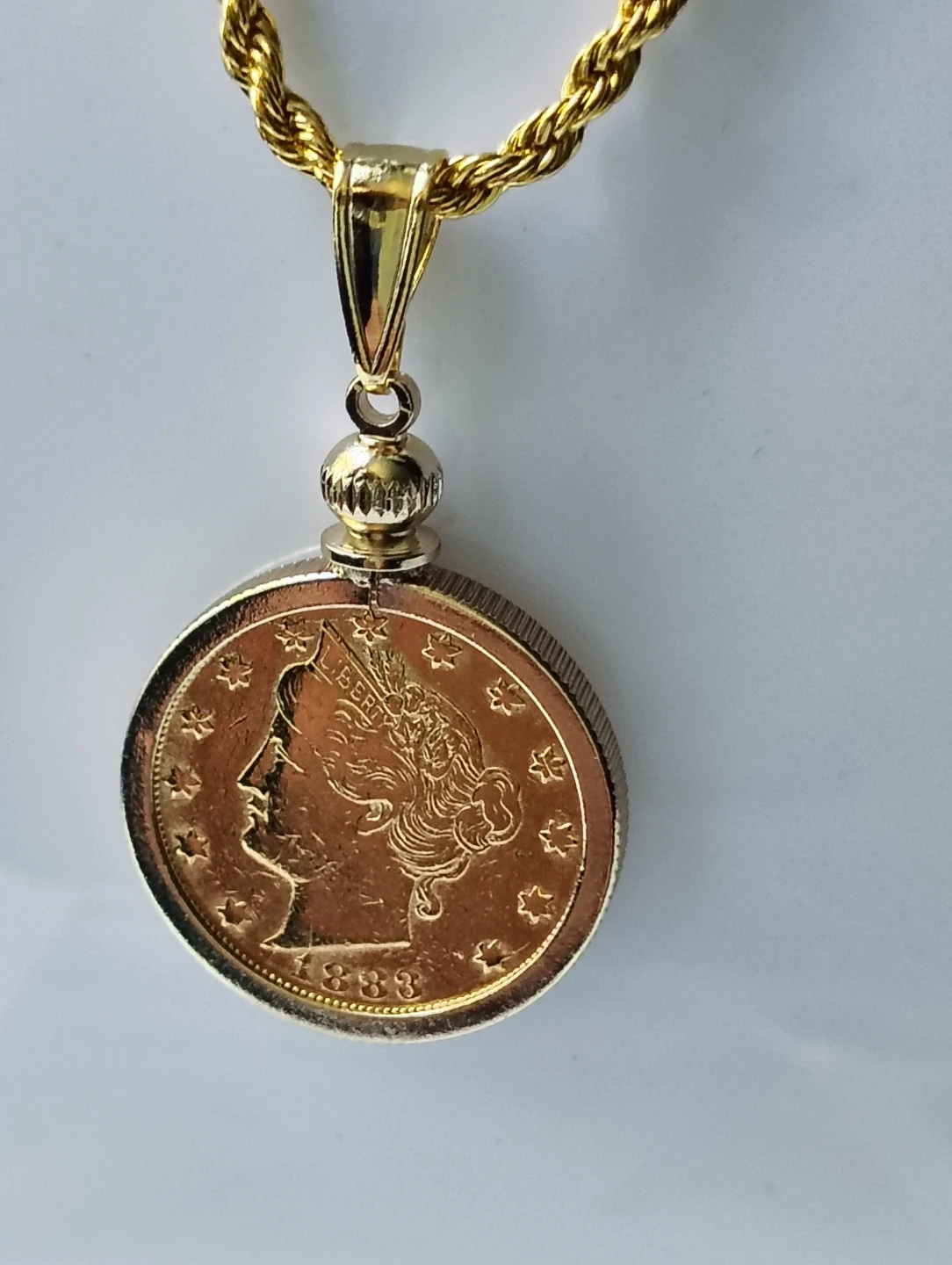 1883 Liberty Head Nickel Pendant with Gold Chain - photo 4