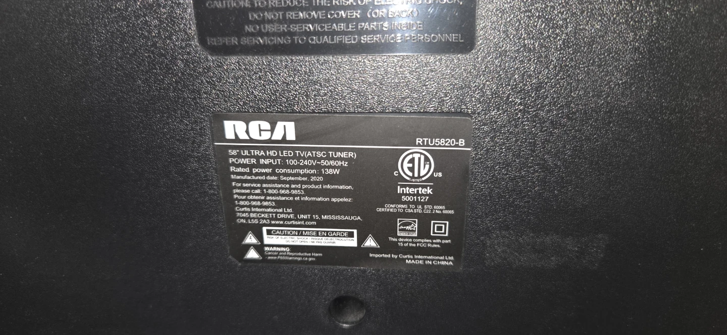 RCA 58" Ultra HD LED TV RTU5820-B - photo 2