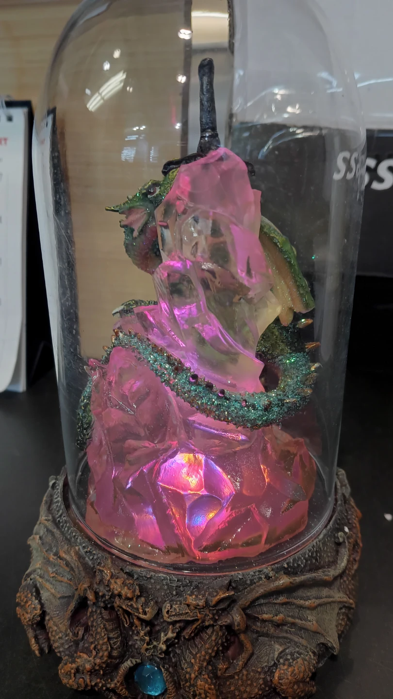 Dragon and Crystal Glass Dome Display