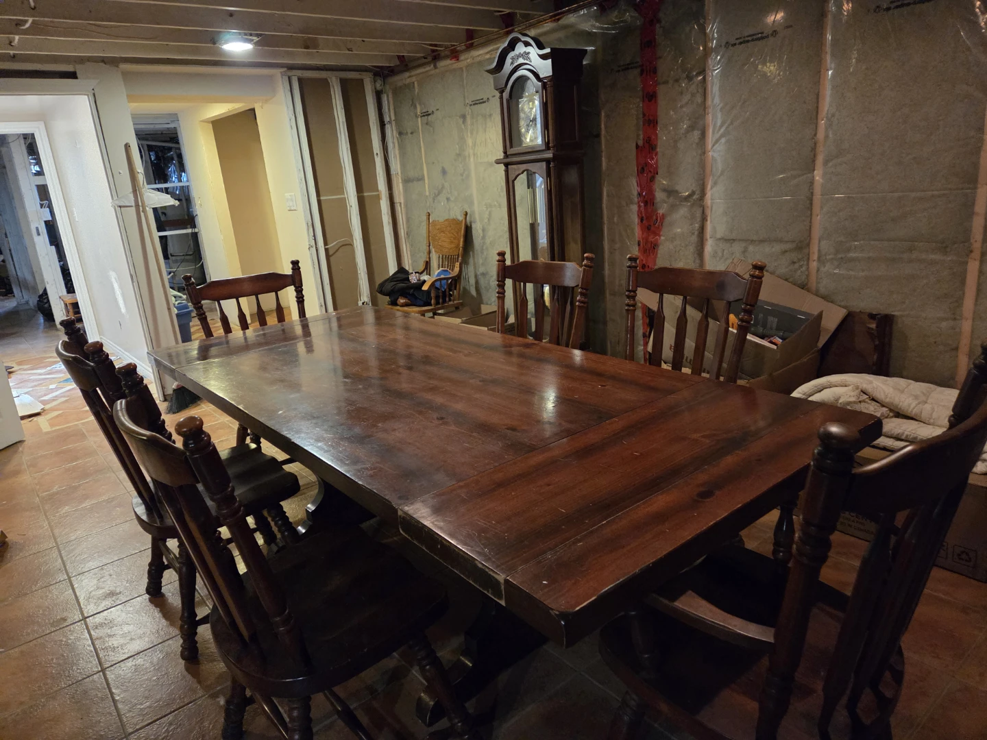 Wooden Dining Table with Chairs and Hitch