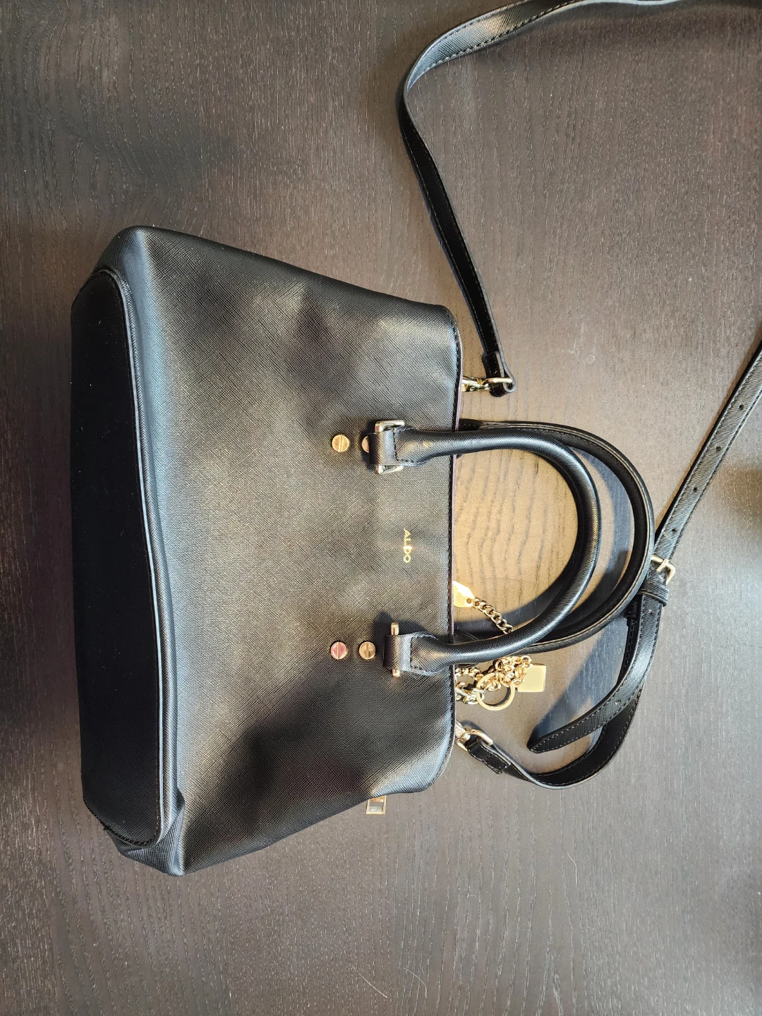ALDO Black Faux Leather Tote Bag