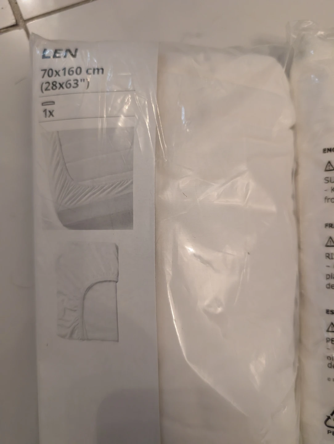 Bnip IKEA LEN Fitted Sheets - 70x160 cm (White) - Set of 2 - photo 3
