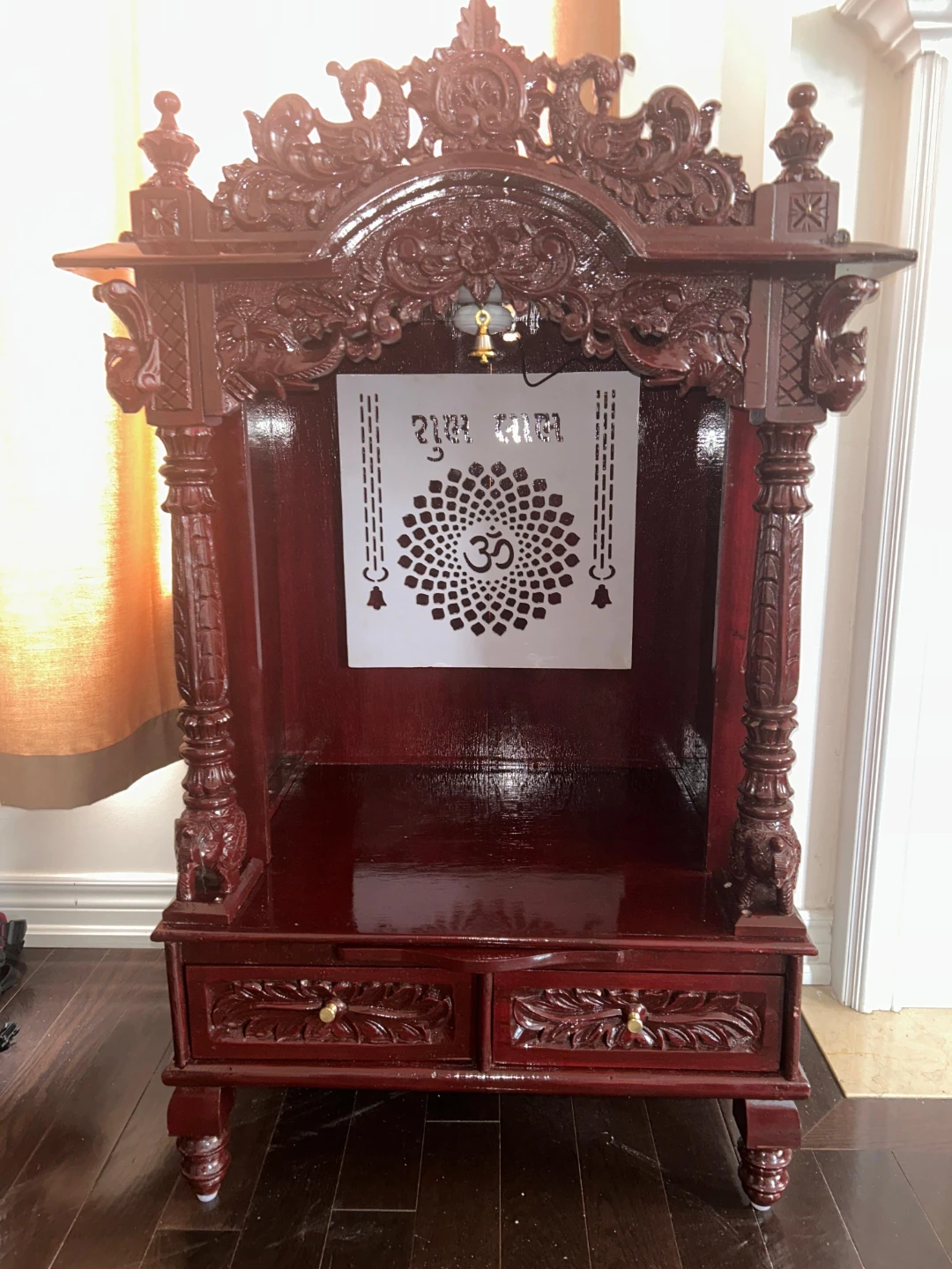 Brand new Wooden Puja Mandir Altar with Carvings