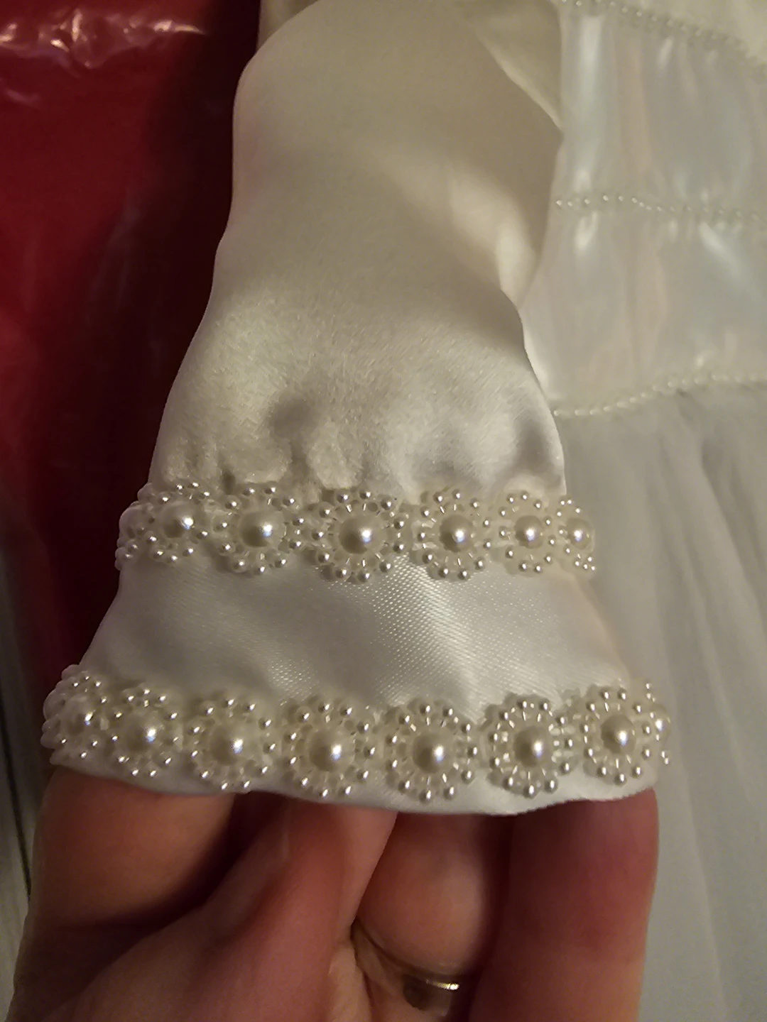Ivory Satin & Tulle Dress with Pearls - photo 3