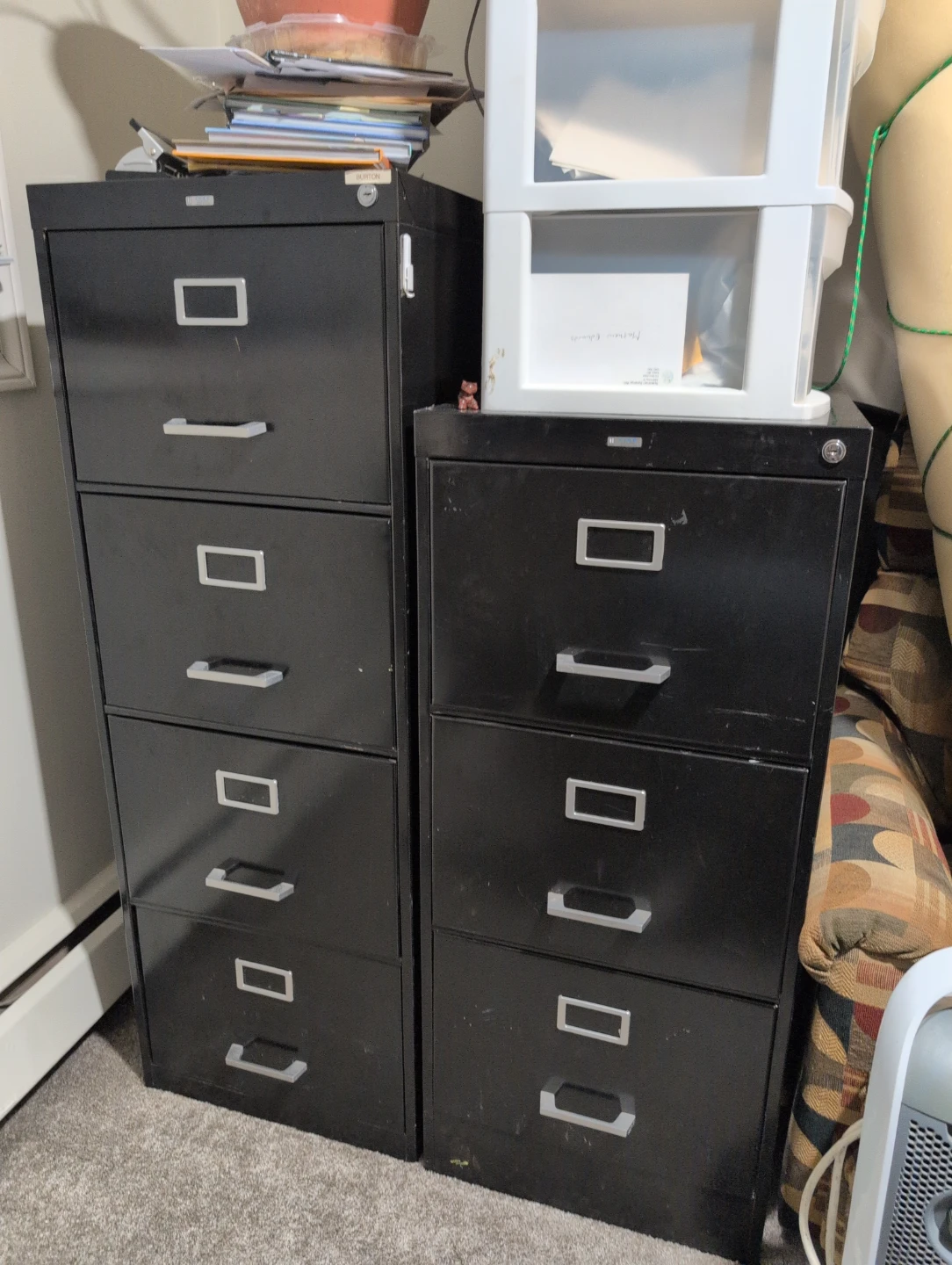 2 Black  Metal Filing Cabinets - photo 2
