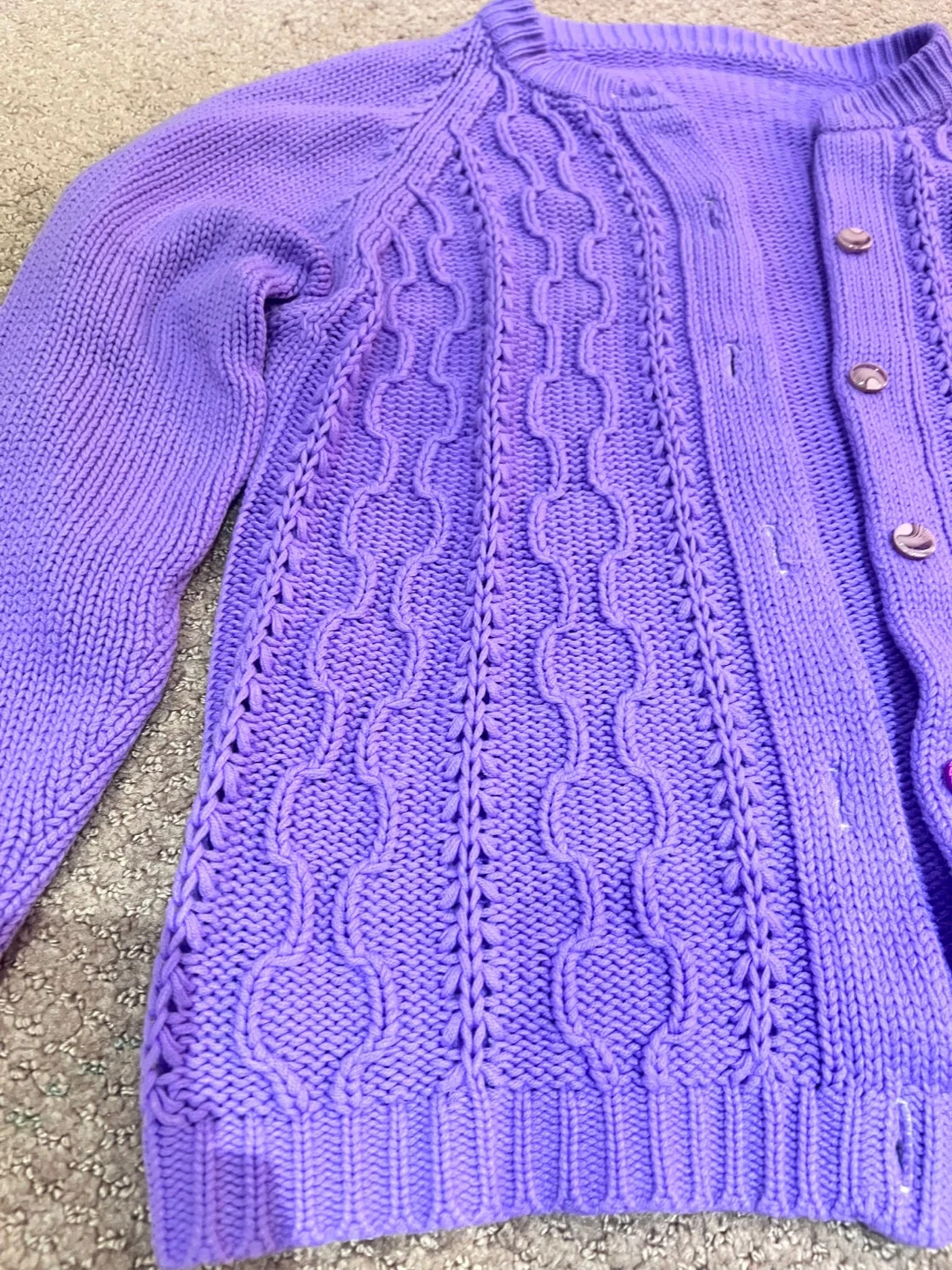 Purple Cable Knit Cardigan - photo 2