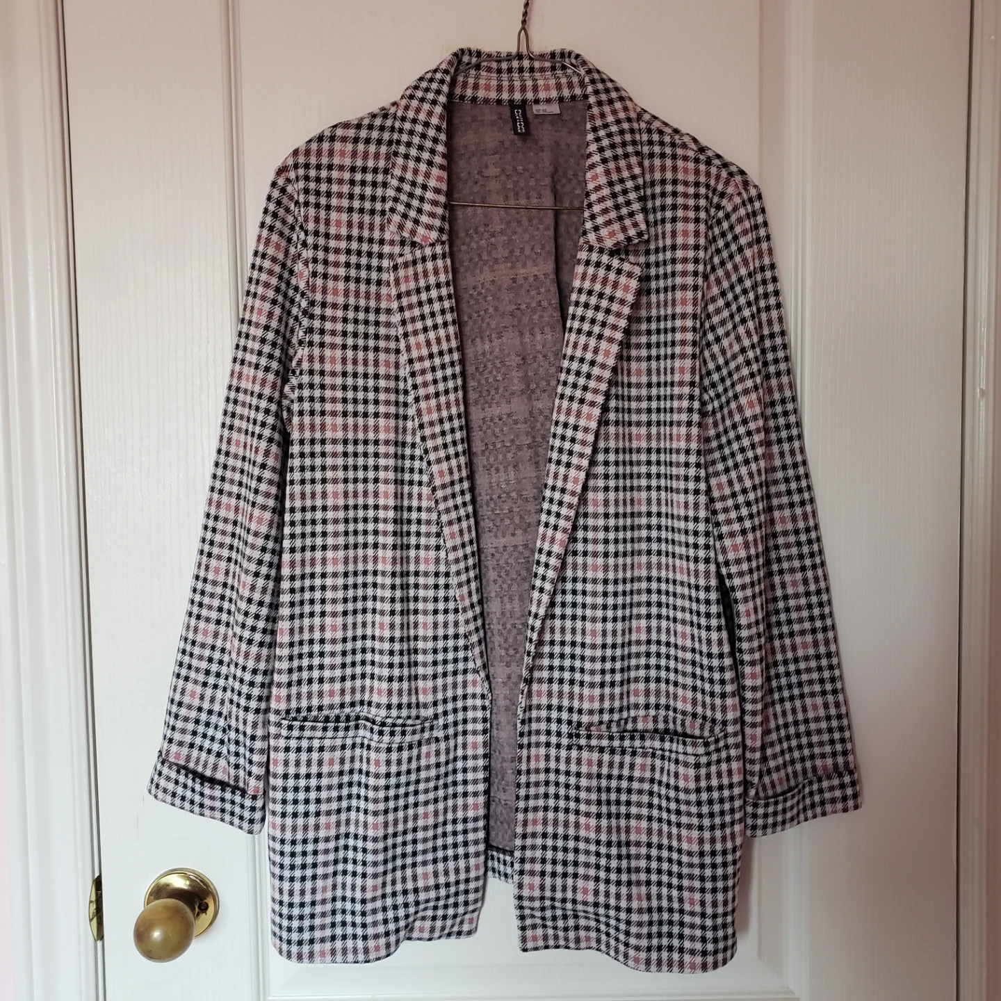 Pink and Black Checkered Blazer