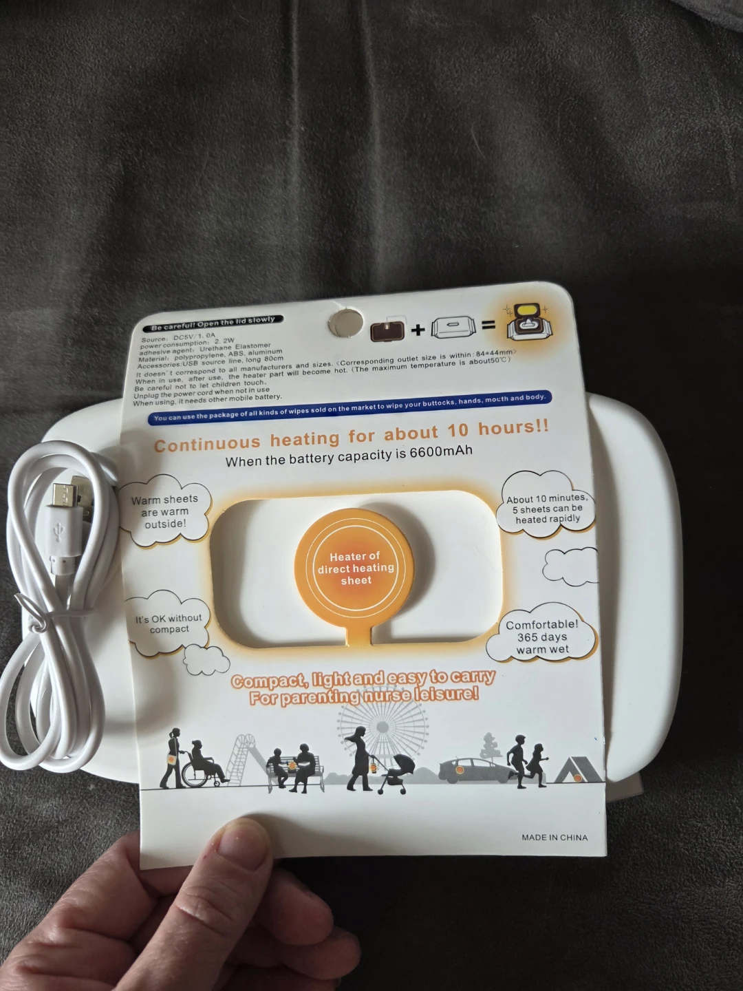 🥕Portable Wet Wipe Warmer with USB Cable - photo 2