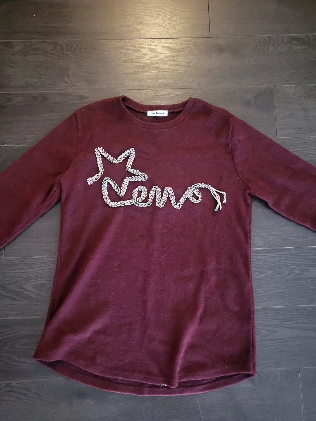 Burgundy Braided Rope Soft Sweatshirt from Korea