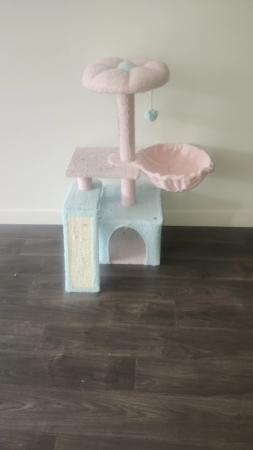 Pink and Blue Flower Cat Tree
