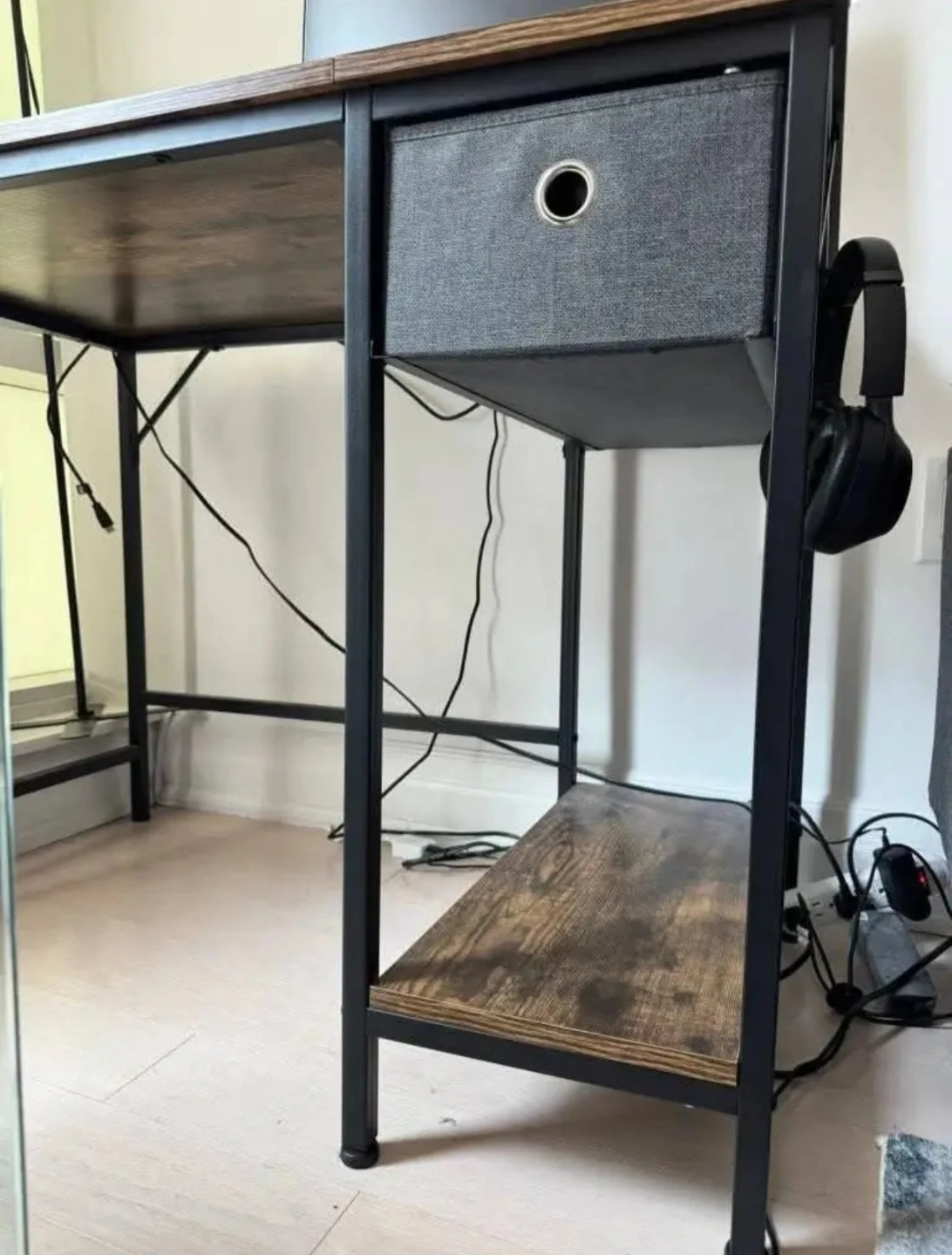 Rustic Wood Computer Desk with Drawer and Shelf - photo 3