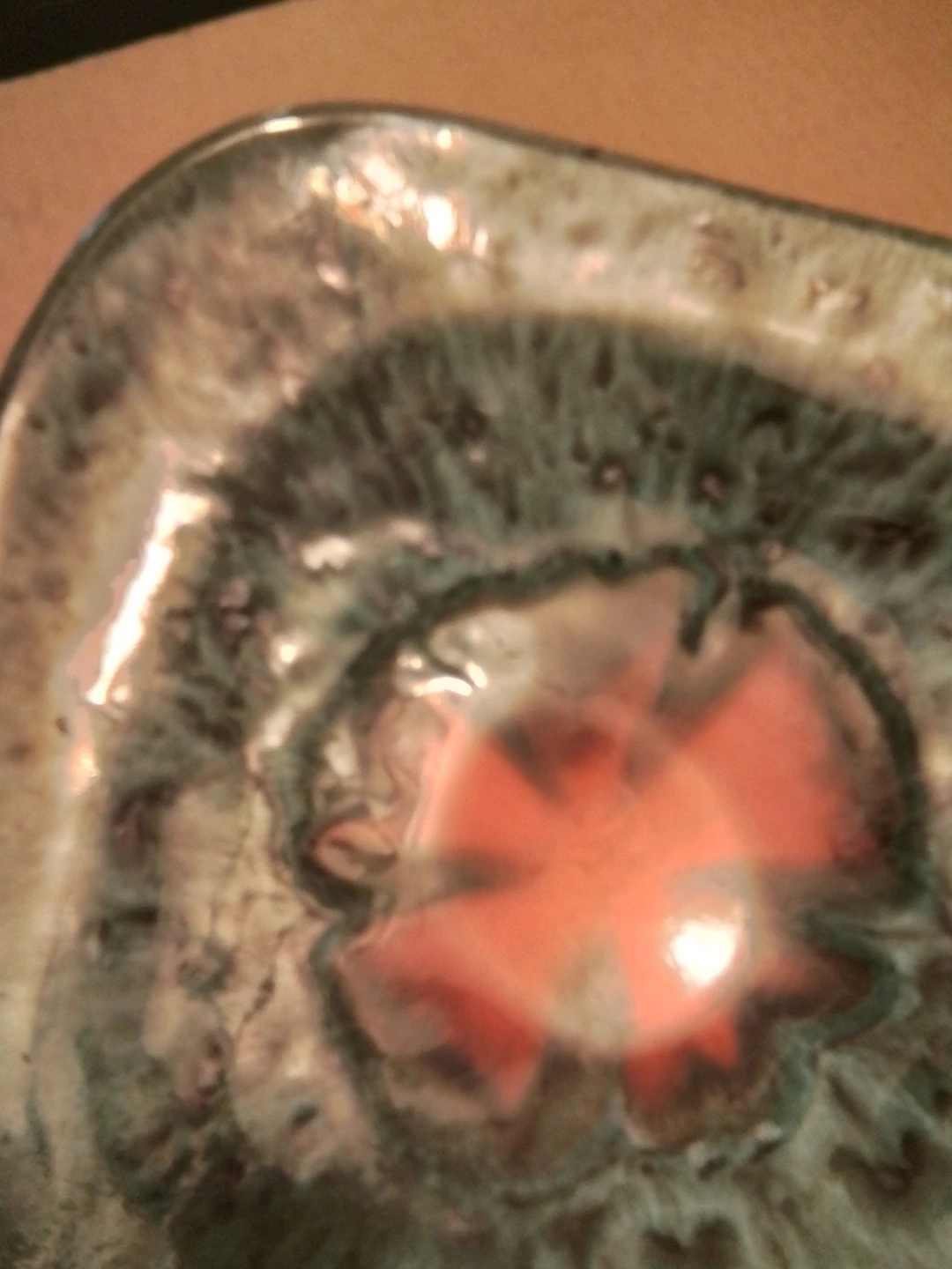 Unique Ceramic Serving Dish - Teal & Orange Glaze - photo 5