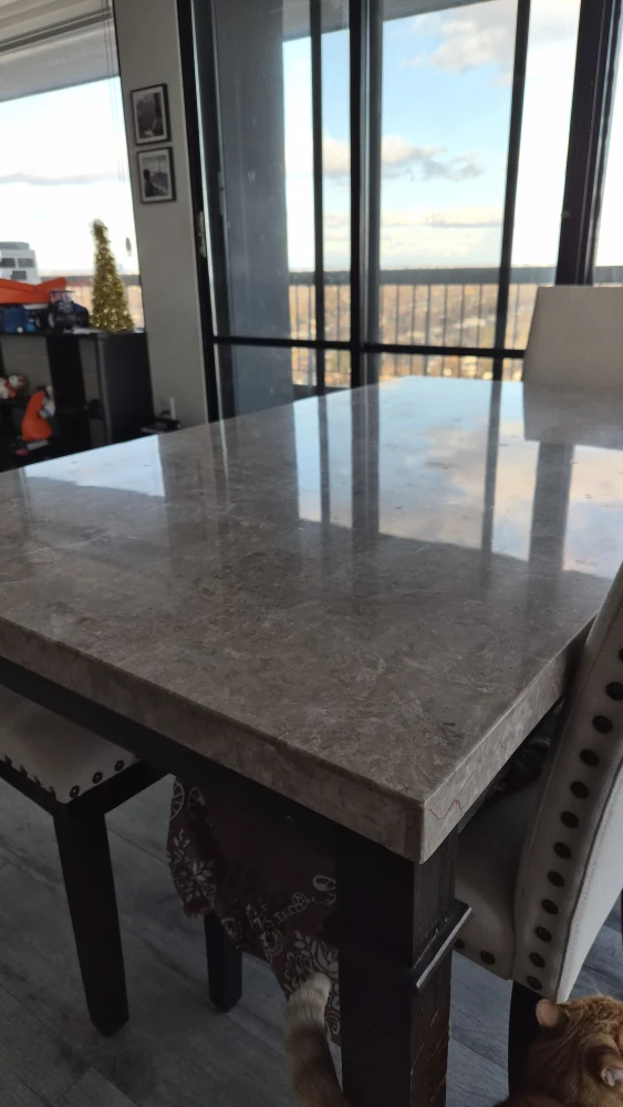 Marble Top Dining Table with Upholstered Bench - photo 3