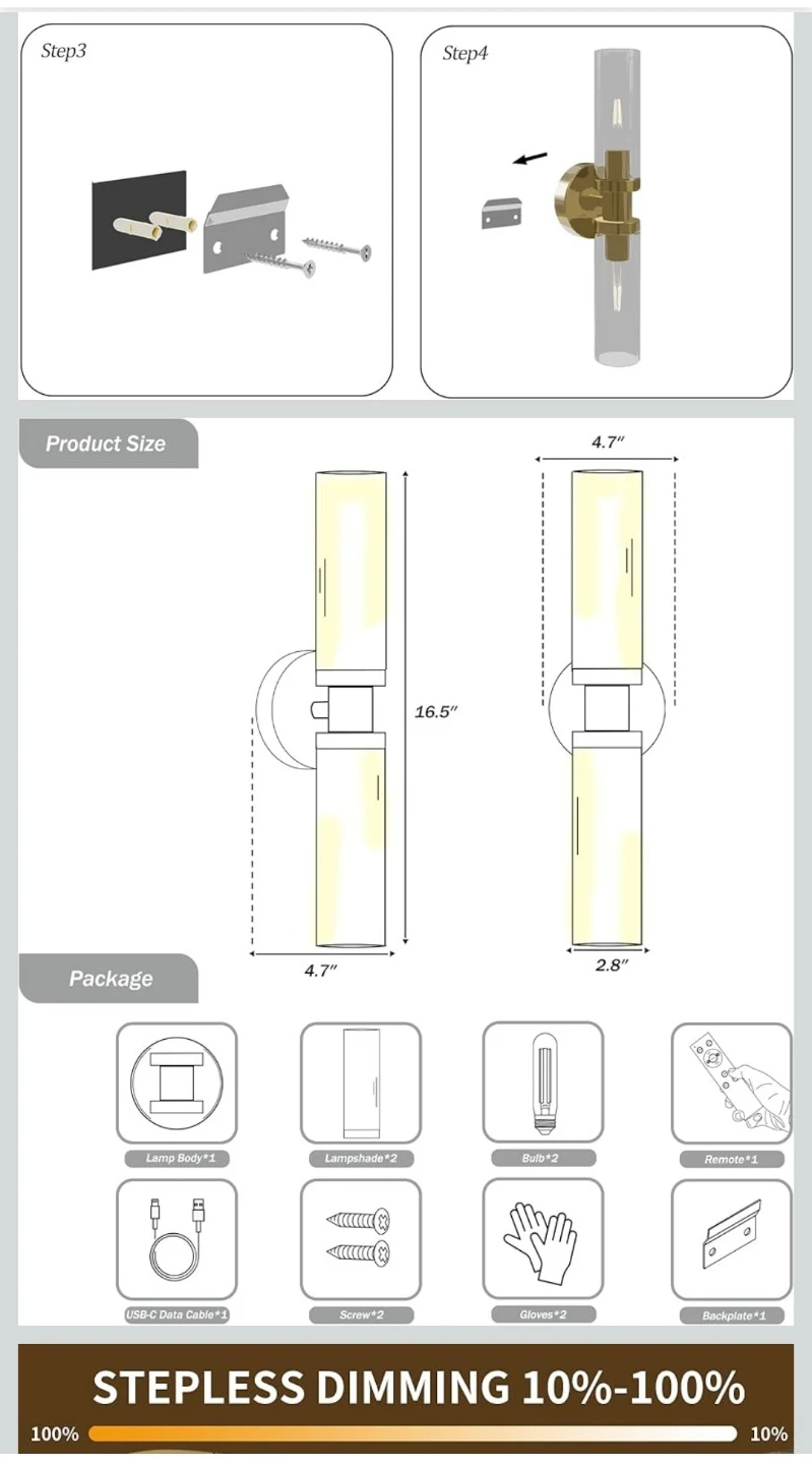 Rayogale Double Sconce Black Gold - photo 3