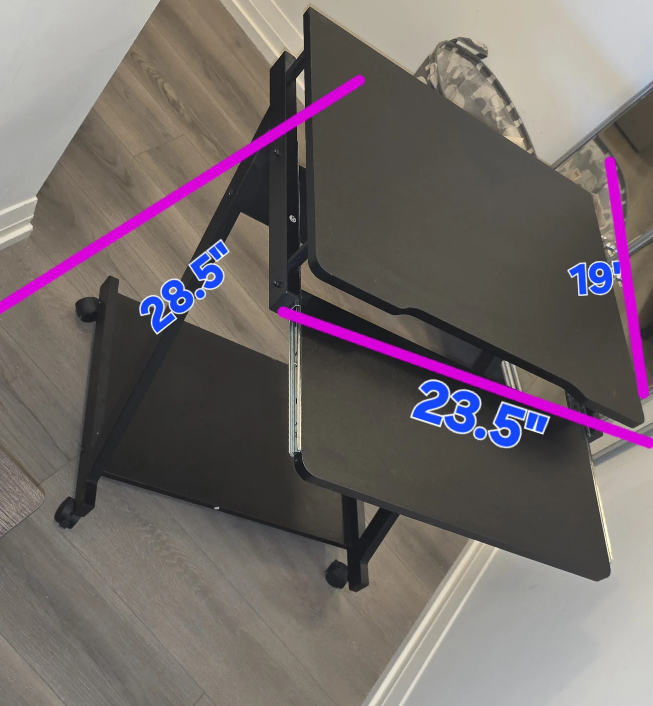 Black Rolling Laptop Cart - photo 2