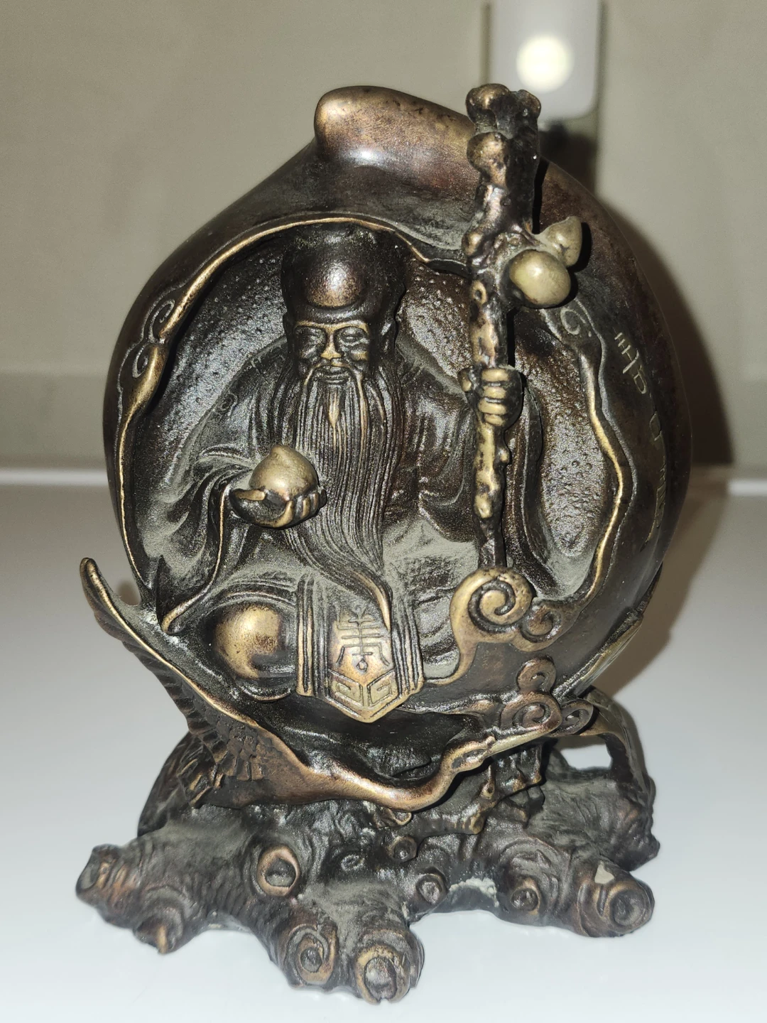 Chinese Bronze Vintage Shou Lao God Statue Figurine Sculpt