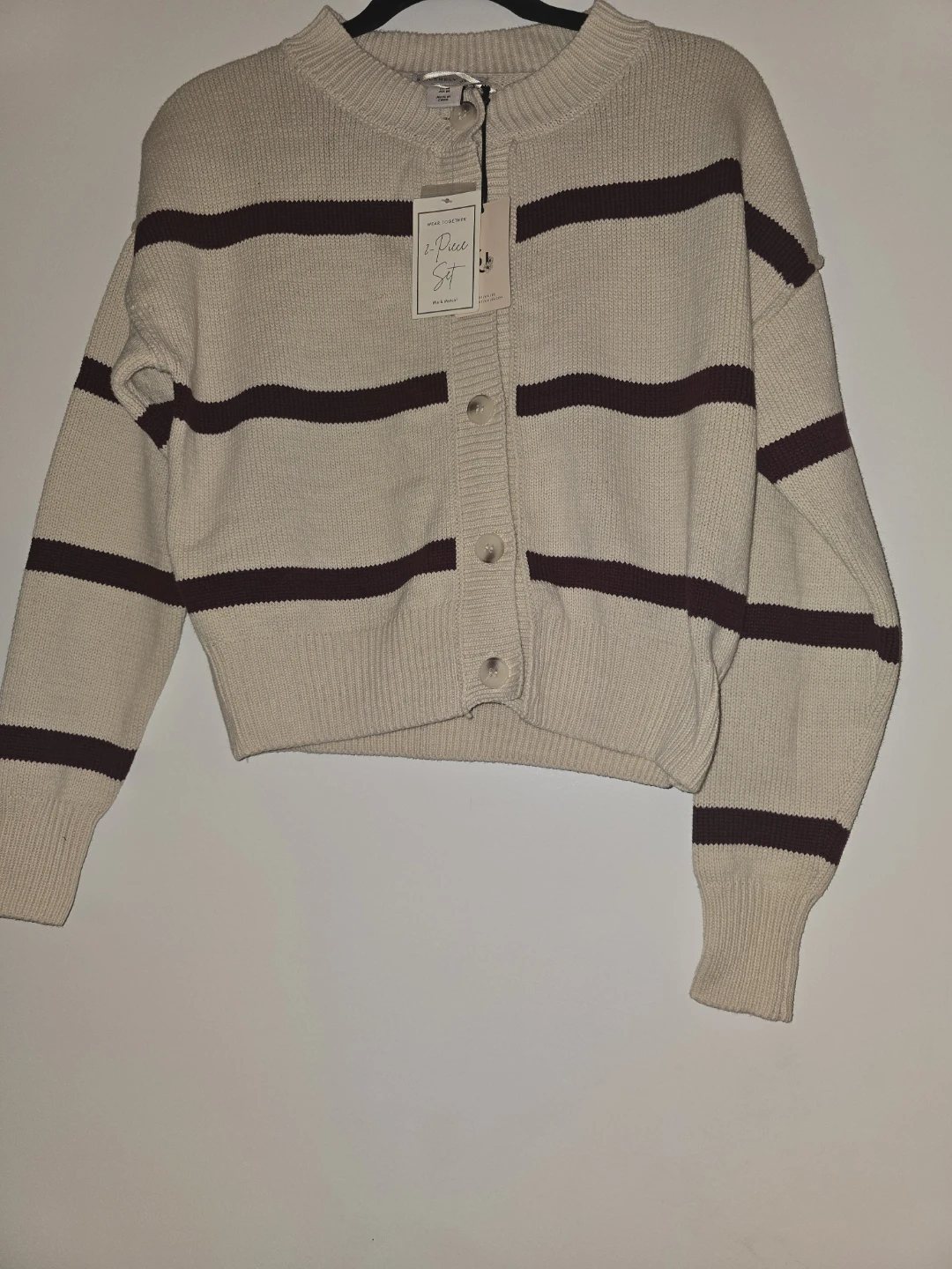 Sincerely Jules Striped Sweater & Pants Set Cream/Burgundy - photo 4