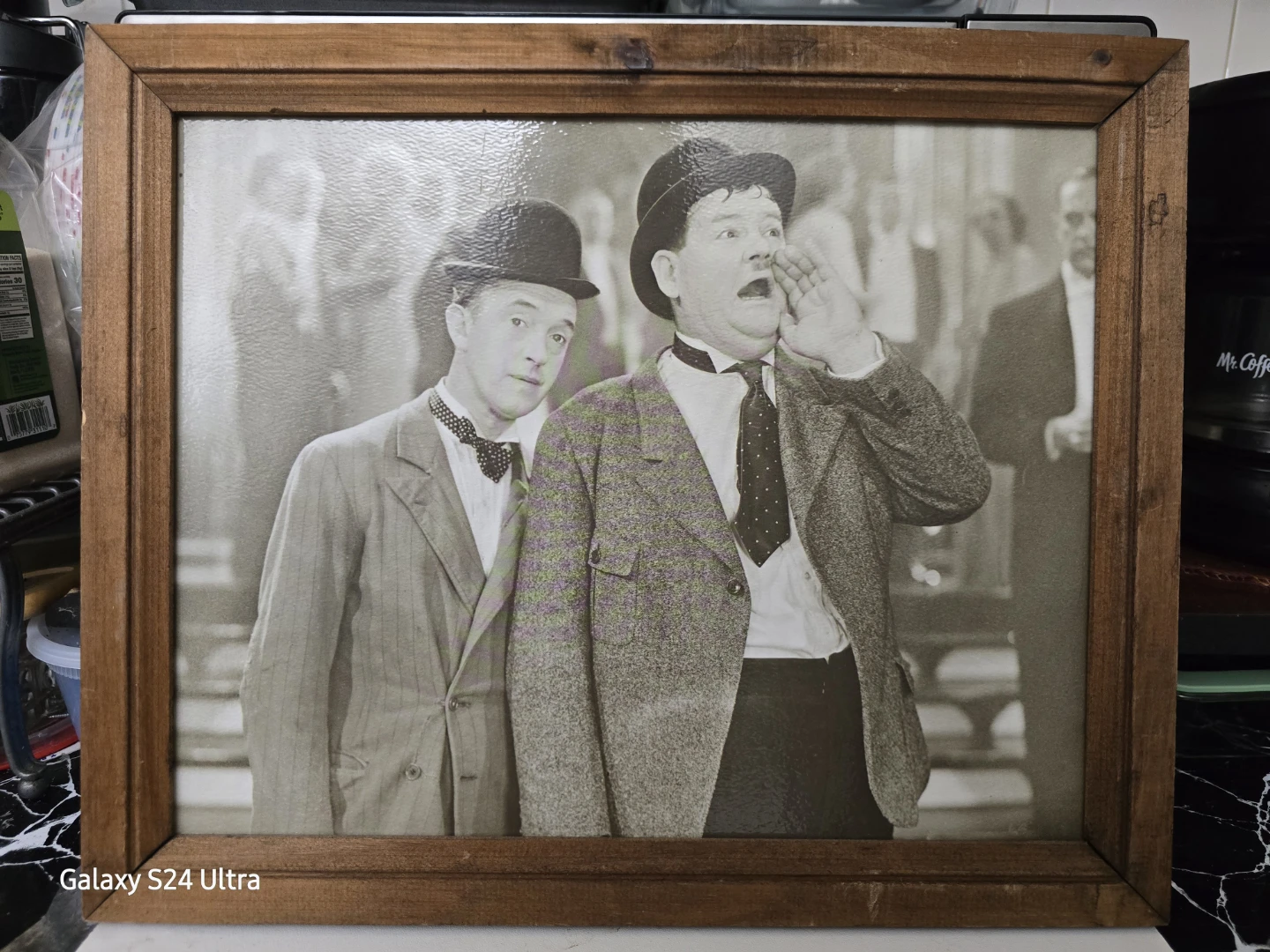 Vintage Laurel & Hardy Comedy Duo Wood Picture Frame 16 X 13 - photo 2