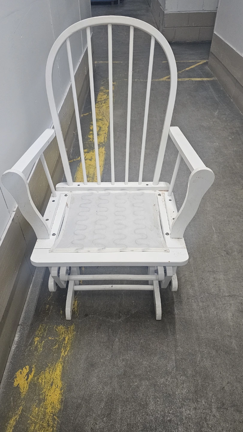 White Wooden Glider Rocking Chair