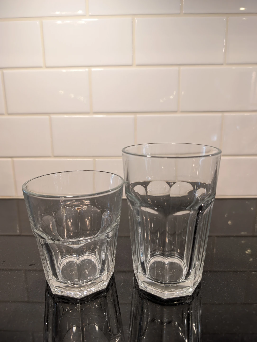 Set of 24 tall + 24 short  Clear Glass Tumblers