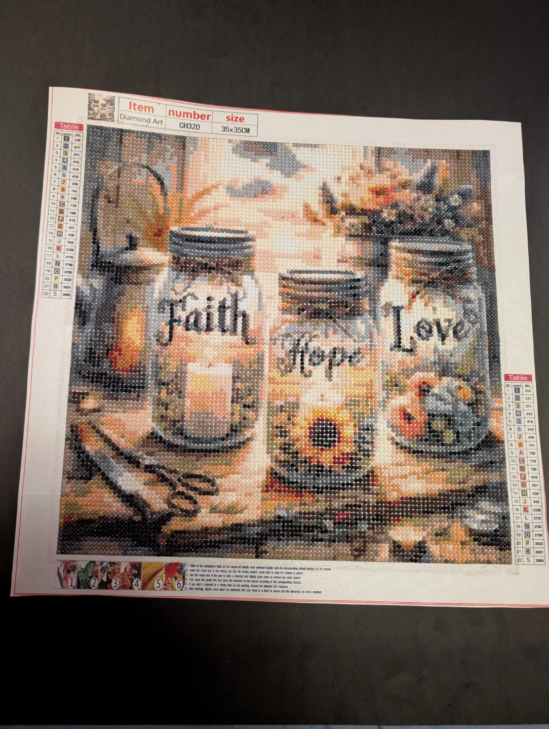 Diamond Art Faith Hope Love Jar Kit 35x35CM